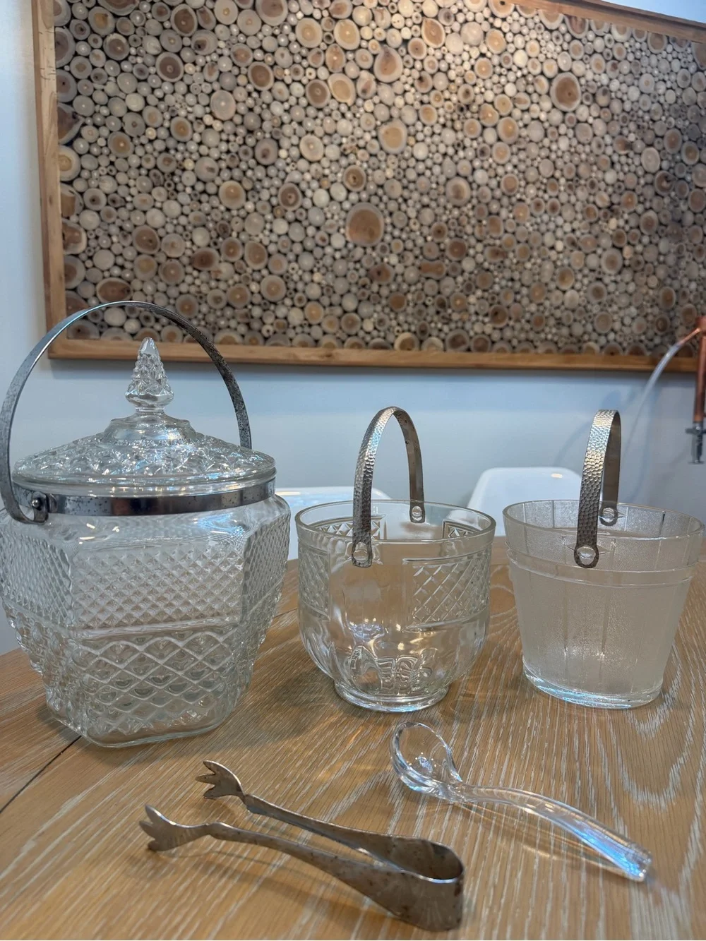 Antique Anchor Hocking Wexford Glass Ice Buckets
